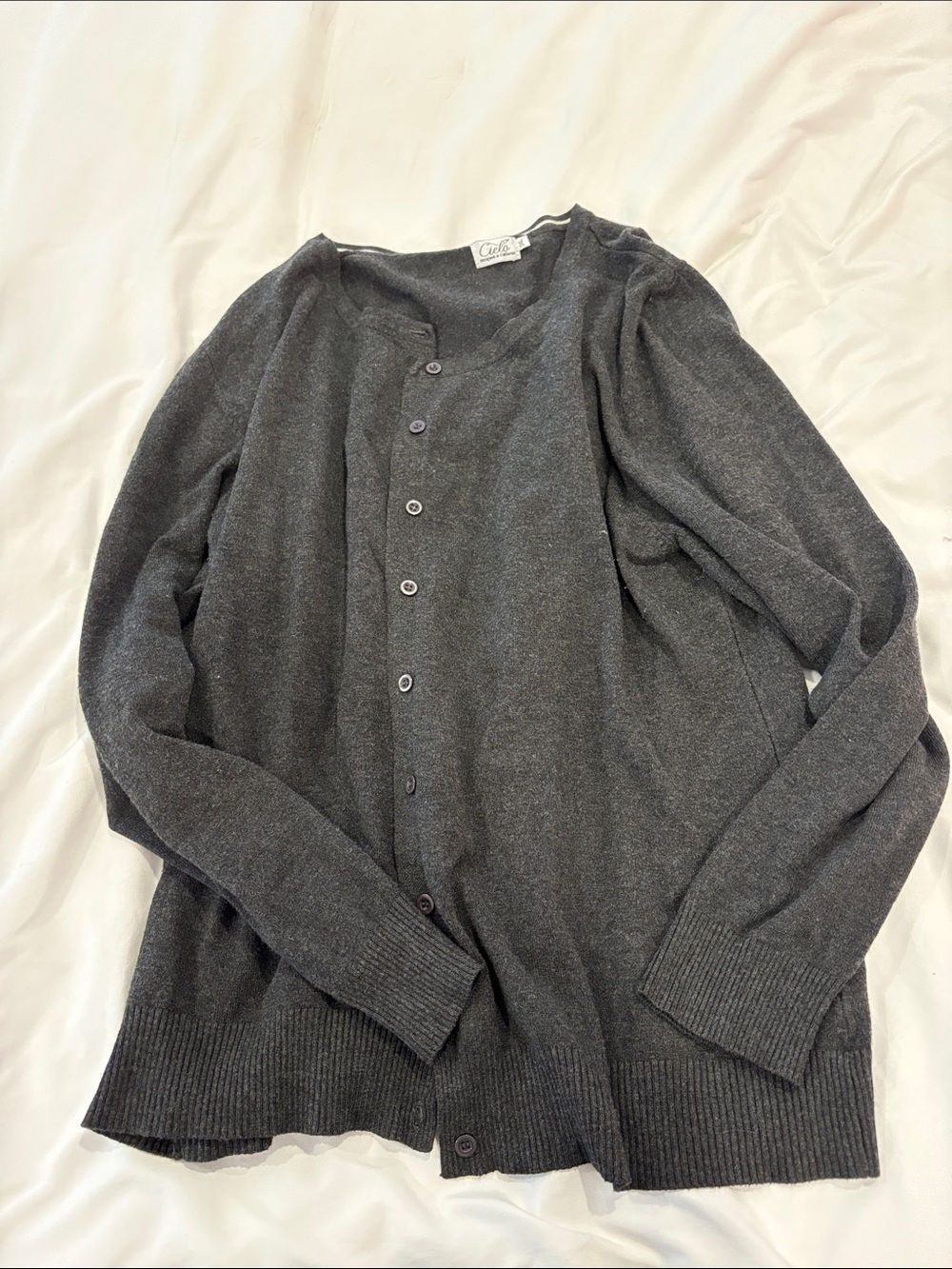 Cielo Dark Gray Button-Front Women's Cardigan